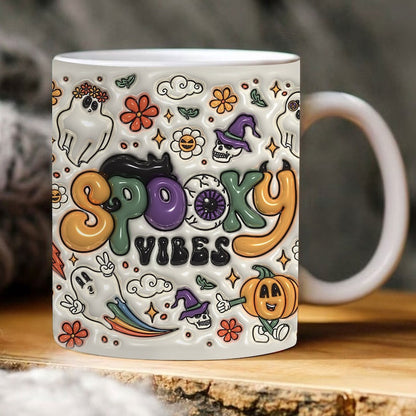 3D Inflated Spooky Vibes Mug, 3D Coffee Mug, Cute 3D Inflated Mug, Birthday Gift, Christimas Gift