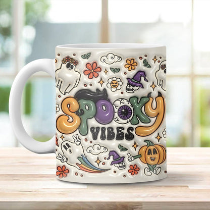 3D Inflated Spooky Vibes Mug, 3D Coffee Mug, Cute 3D Inflated Mug, Birthday Gift, Christimas Gift