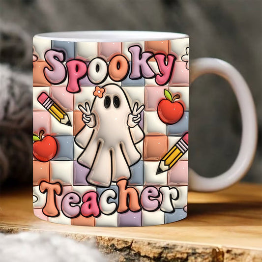 3D Inflated Teacher Mug, 3D Spooky Teacher Inflated Mug, Teacher 3D Coffee Mug, Back To School Mug