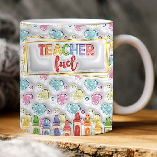 3D Inflated Teacher Mug, 3D Teacher Fuel Inflated Mug, Teacher 3D Coffee Mug, Back To School Mug