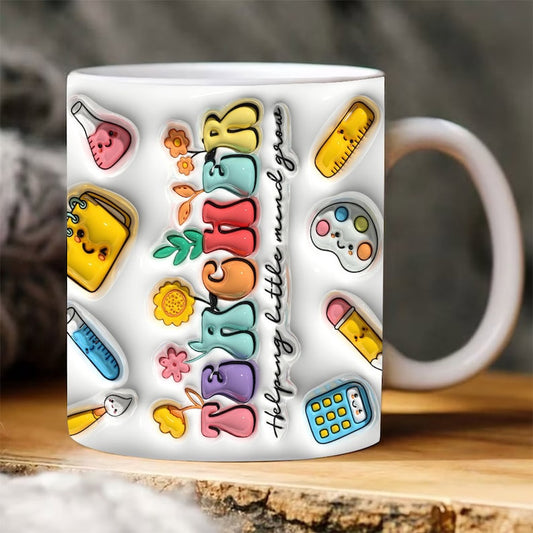 3D Inflated Teacher Mug, 3D Teacher Life Mug Puffy Mug, Teacher 3D Coffee Mug, Back To School Mug