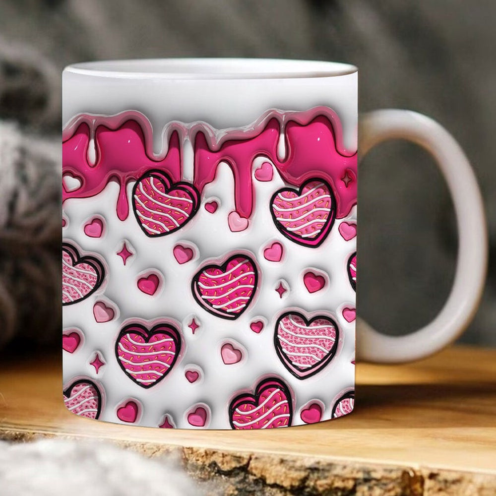 3D Inflated Valentine's Mug, 3D Candy Heart Valentine Inflated Mug, Valentine 3D Coffee Mug, Gift For Her