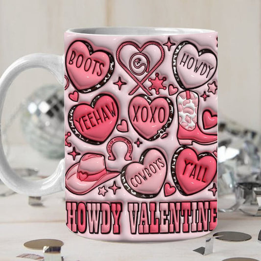 3D Inflated Valentine's Mug, 3D Howdy Valentine Inflated Mug, Valentine 3D Coffee Mug, Gift For Her