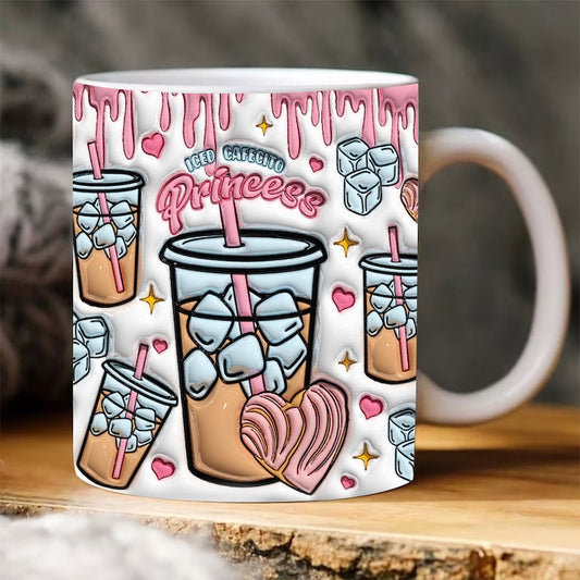 3D Inflated Valentine's Mug, 3D Iced Cafecito Valentine'S Day Inflated Mug, Valentine 3D Coffee Mug, Gift For Her