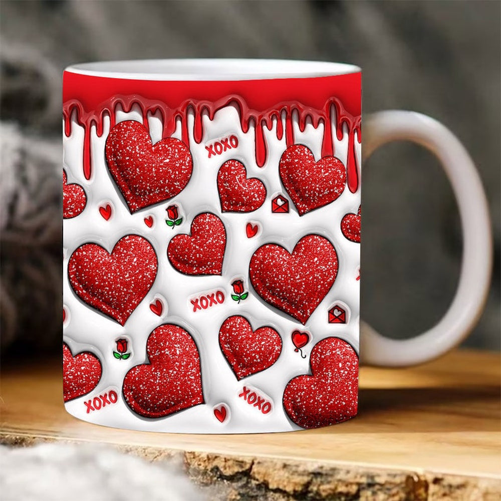 3D Inflated Valentine's Mug, 3D Love Hearts Valentine Inflated Mug, Valentine 3D Coffee Mug, Gift For Her