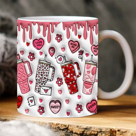 3D Inflated Valentine's Mug, 3D Retro Obsessive Cup Disorder Valentine'S Day Inflated Mug, Valentine 3D Coffee Mug, Gift For Her