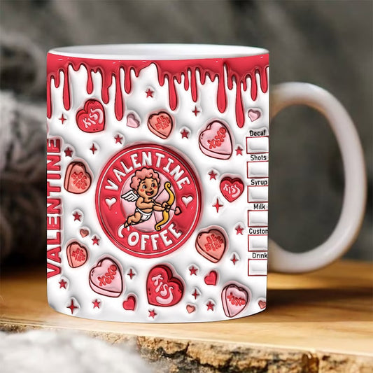 3D Inflated Valentine's Mug, 3D Valentine Coffee Inflated Mug, Conversation Hearts Puffy Mug, Valentine 3D Coffee Mug, Gift For Her