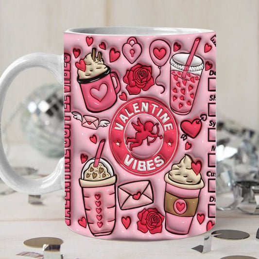 3D Inflated Valentine's Mug, 3D Valentine Coffee Vibes Inflated Mug, Valentine 3D Coffee Mug, Gift For Her