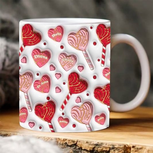 3D Inflated Valentine's Mug, 3D Valentine Conchas Inflated Mug, Valentine 3D Coffee Mug, Gift For Her