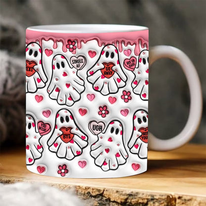 3D Inflated Valentine's Mug, 3D Valentine'S Day Ghost Inflated Mug, Valentine 3D Coffee Mug, Gift For Her
