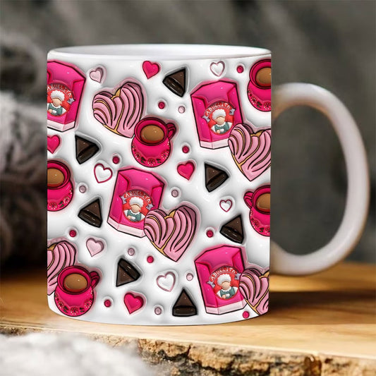 3D Inflated Valentine's Mug, Heart Concha Valentine'S Day Puffy Mug, Valentine 3D Coffee Mug, Gift For Her