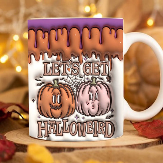 3D Let Get Halloweird Inflated Mug, 3D Coffee Mug, Cute 3D Inflated Mug, Birthday Gift, Christimas Gift