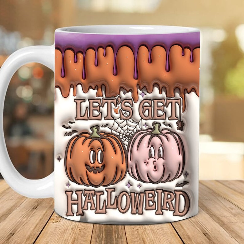 3D Let Get Halloweird Inflated Mug, 3D Coffee Mug, Cute 3D Inflated Mug, Birthday Gift, Christimas Gift