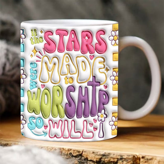 3D Made To Worship Inflated Mug, 3D Coffee Mug, Cute 3D Inflated Mug, Birthday Gift, Christimas Gift