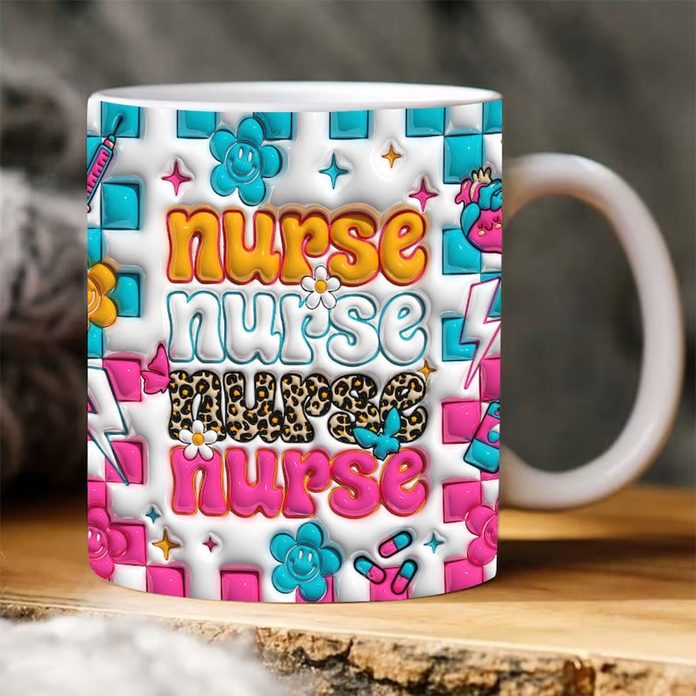 3D Nurse Inflated Mug, Nurse Puffy Mug, 3D Coffee Mug, Cute 3D Inflated Mug, Birthday Gift, Christimas Gift