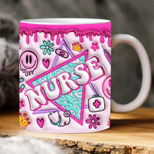3D Nurse Inflated Mugs, Nurse Puffy Mug, 3D Coffee Mug, Cute 3D Inflated Mug, Birthday Gift, Christimas Gift