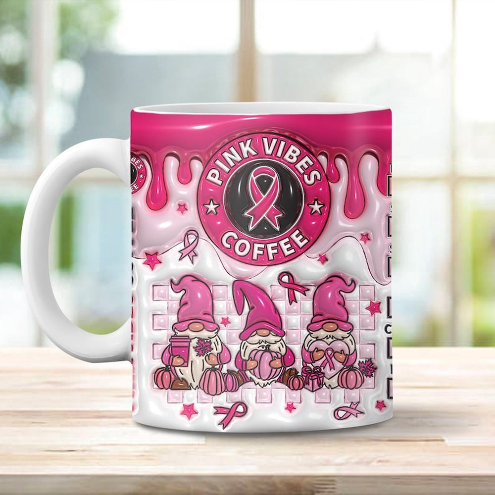 3D Pink Vibes Coffee Inflated Mug, 3D Coffee Mug, Cute 3D Inflated Mug, Birthday Gift, Christimas Gift