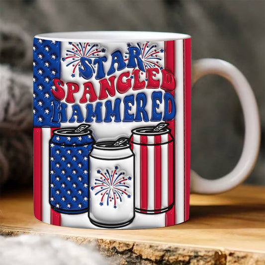 3D Star Spangled Hammered Inflated Mug, 3D Coffee Mug, Cute 3D Inflated Mug, Birthday Gift, Christimas Gift