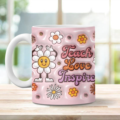 3D Teach Love Insprie Inflated Mug, 3D Coffee Mug, Cute 3D Inflated Mug, Birthday Gift, Christimas Gift