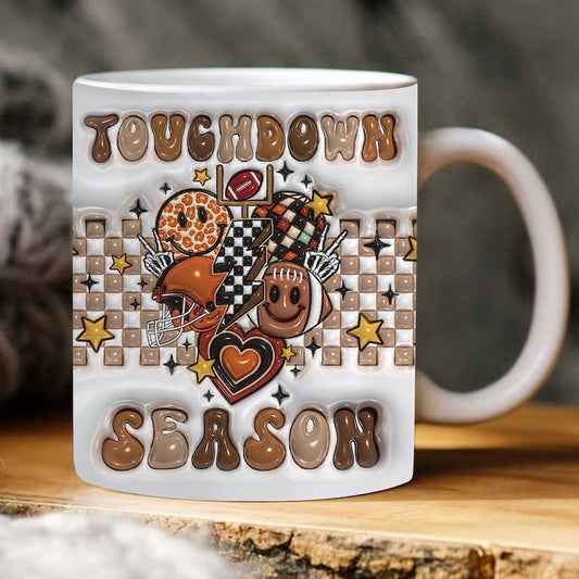 3D Touchdown Season Inflated Mug, 3D Coffee Mug, Cute 3D Inflated Mug, Birthday Gift, Christimas Gift