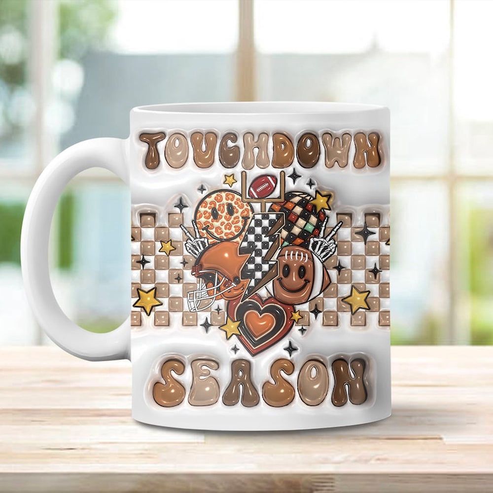 3D Touchdown Season Inflated Mug, 3D Coffee Mug, Cute 3D Inflated Mug, Birthday Gift, Christimas Gift