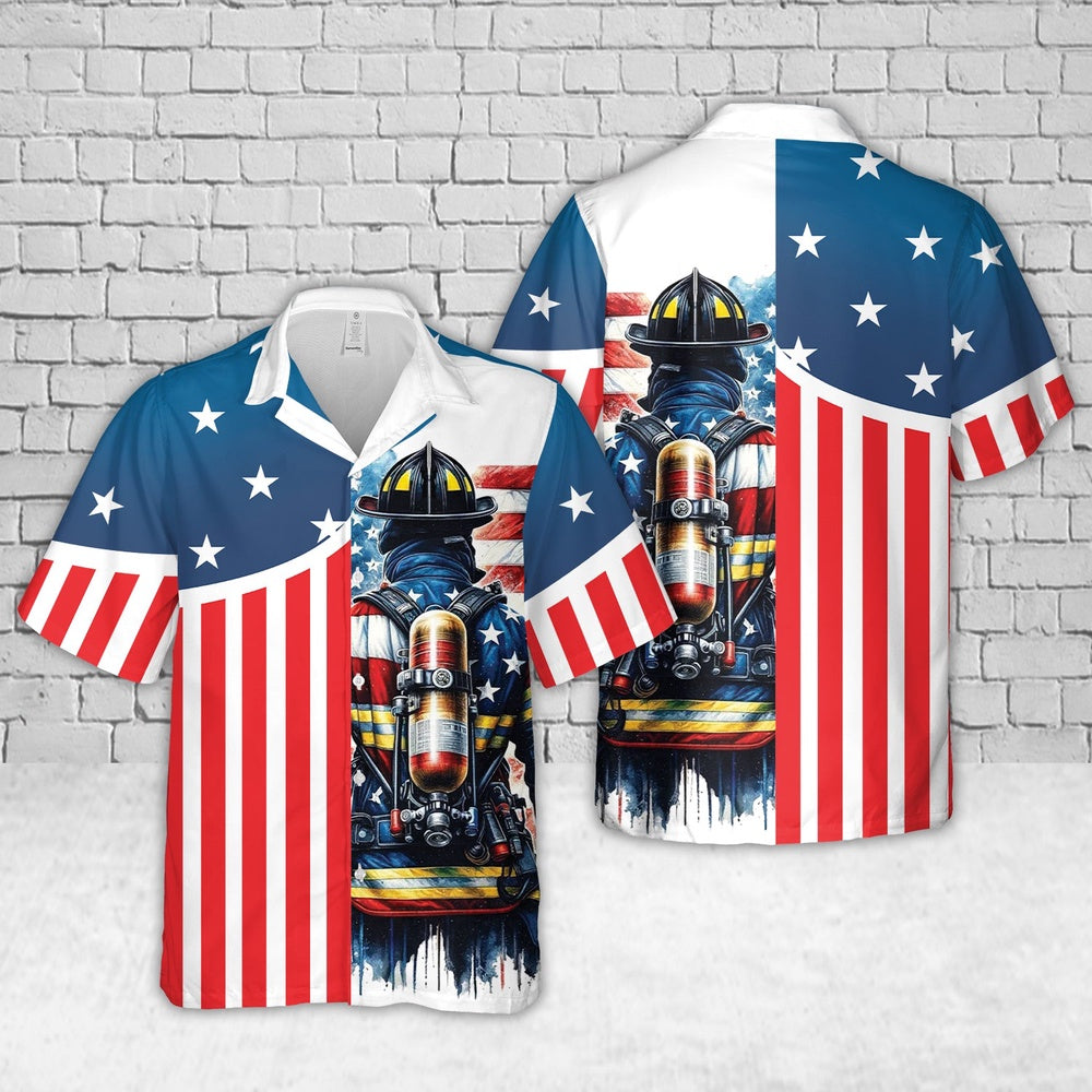4Th Of July Hawaiian Shirts, 4Th July Happy Independence Day Us Flag Firefighter Flag Hawaiian Shirt, Hawaiian Firefighter Shirts