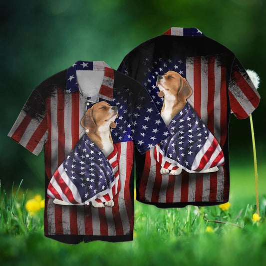 4Th Of July Hawaiian Shirts, 4Th Of July Beagle Dog America For Men And Women Graphic Print Short Sleeve Hawaiian Shirt