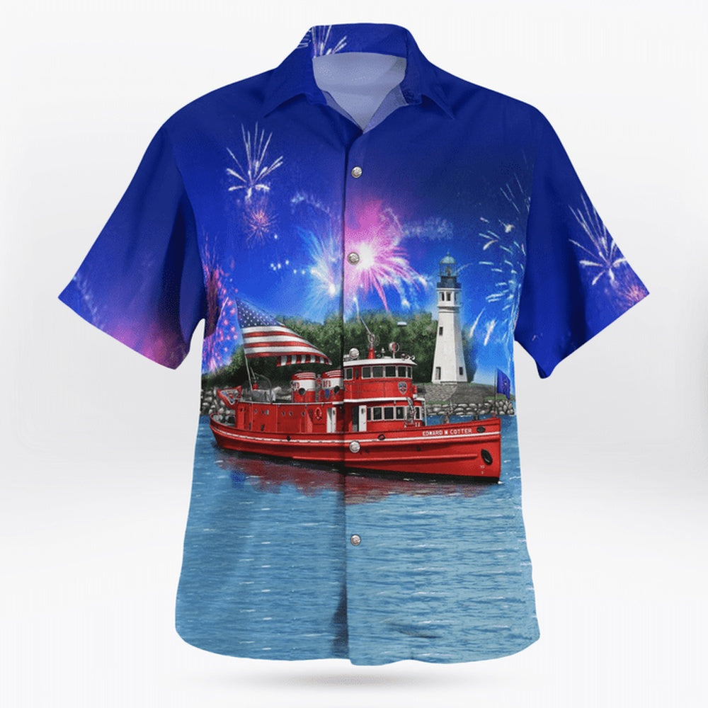 4Th Of July Hawaiian Shirts, 4Th Of July Buffalo Fire Department Edward Hawaiian Shirt