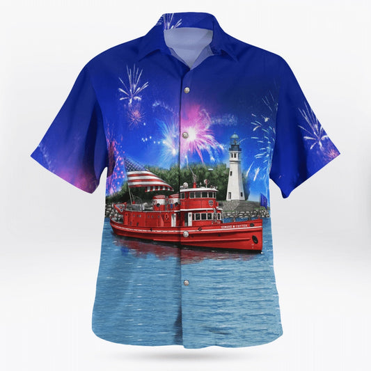 4Th Of July Hawaiian Shirts, 4Th Of July Buffalo Fire Department Edward Hawaiian Shirt