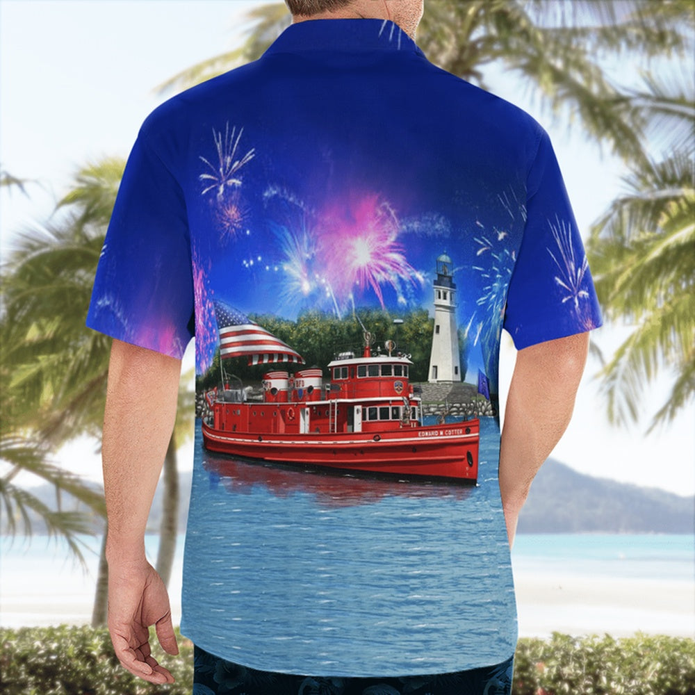 4Th Of July Hawaiian Shirts, 4Th Of July Buffalo Fire Department Edward Hawaiian Shirt