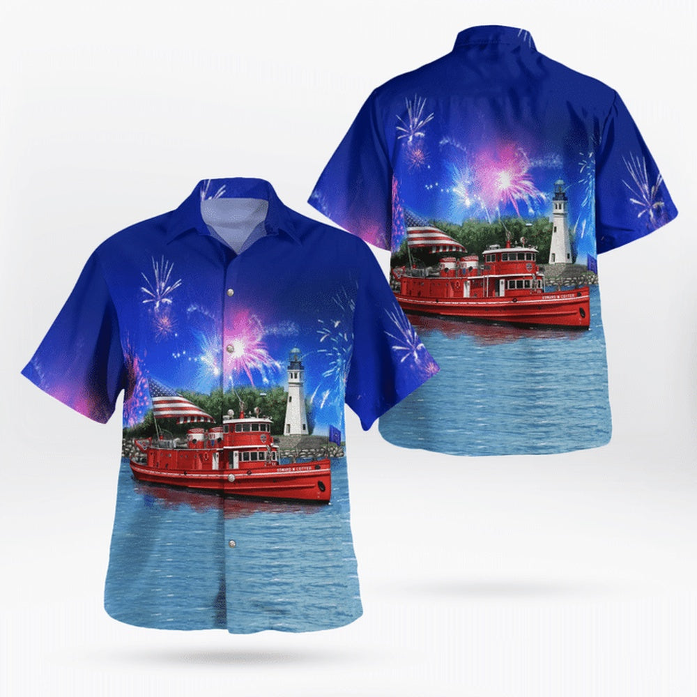 4Th Of July Hawaiian Shirts, 4Th Of July Buffalo Fire Department Edward Hawaiian Shirt