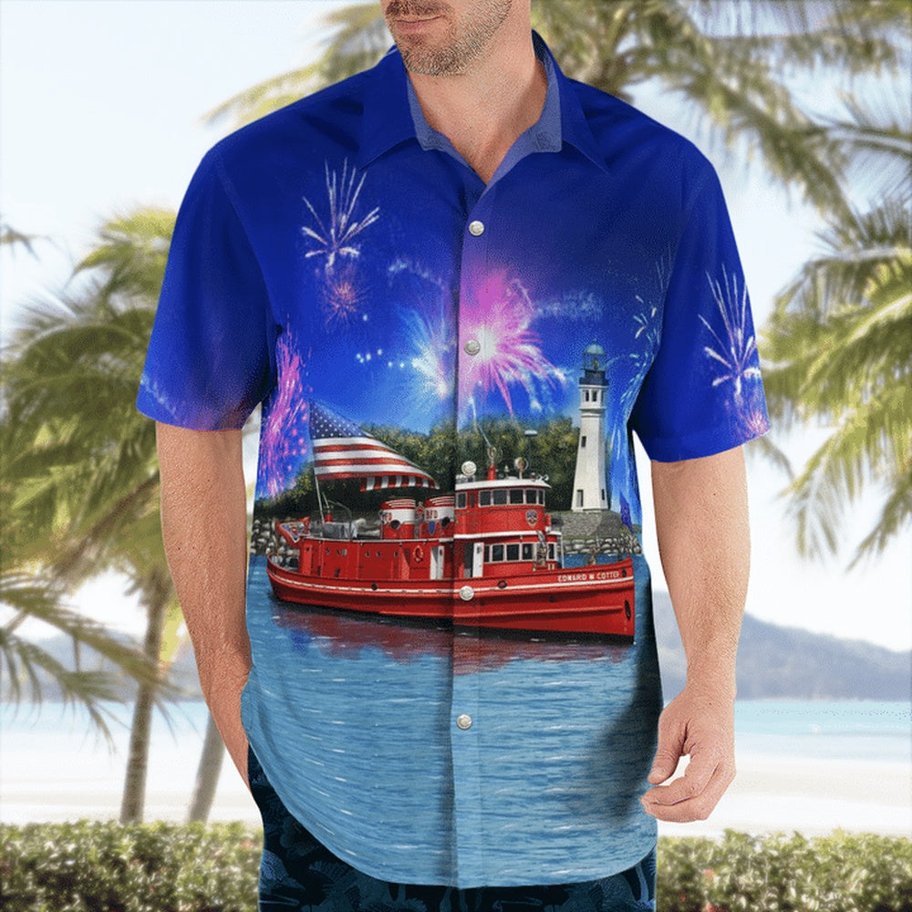 4Th Of July Hawaiian Shirts, 4Th Of July Buffalo Fire Department Edward Hawaiian Shirt