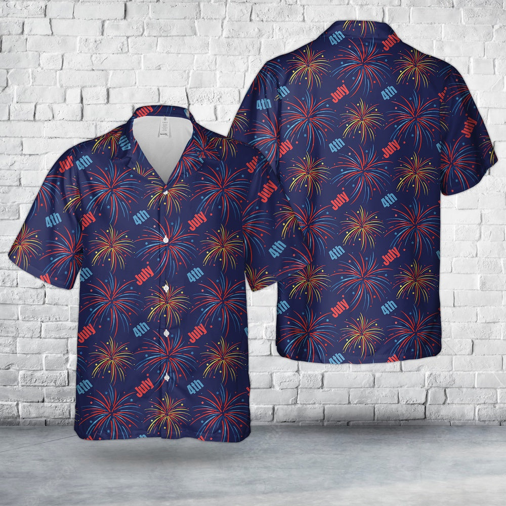 4Th Of July Hawaiian Shirts, 4Th Of July Firework Hawaiian Shirt, Hawaiian Firefighter Shirts