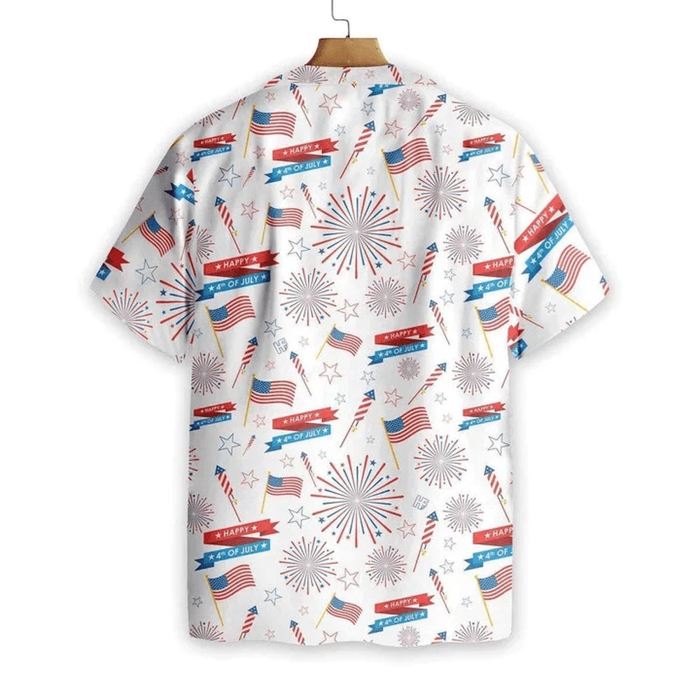 4Th Of July Hawaiian Shirts, 4Th Of July Hawaii Shirt Flag On White Watercolor Hawaiian Shirt