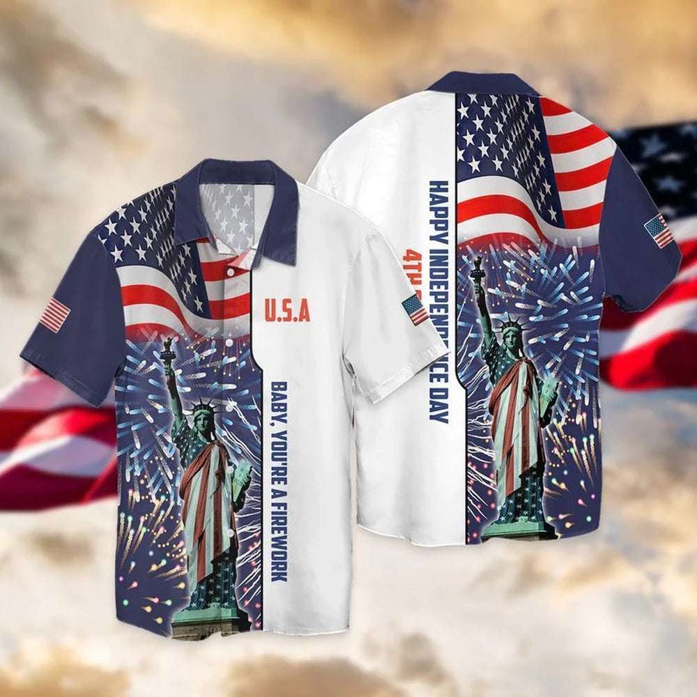 4Th Of July Hawaiian Shirts, 4Th Of July Independence Day American Flag Statue Of Liberty Hawaiian Shirt