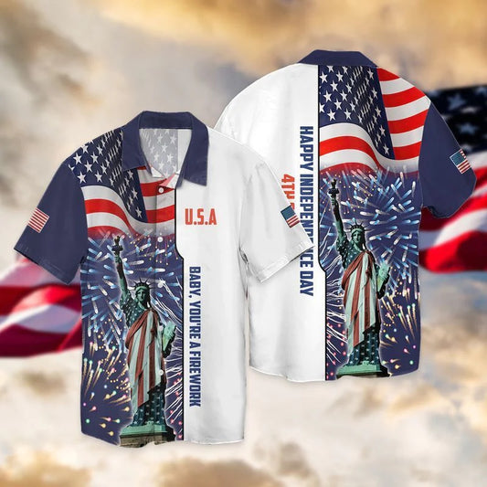 4Th Of July Hawaiian Shirts, 4Th Of July Independence Day American Flag Statue Of Liberty Hawaiian Shirt