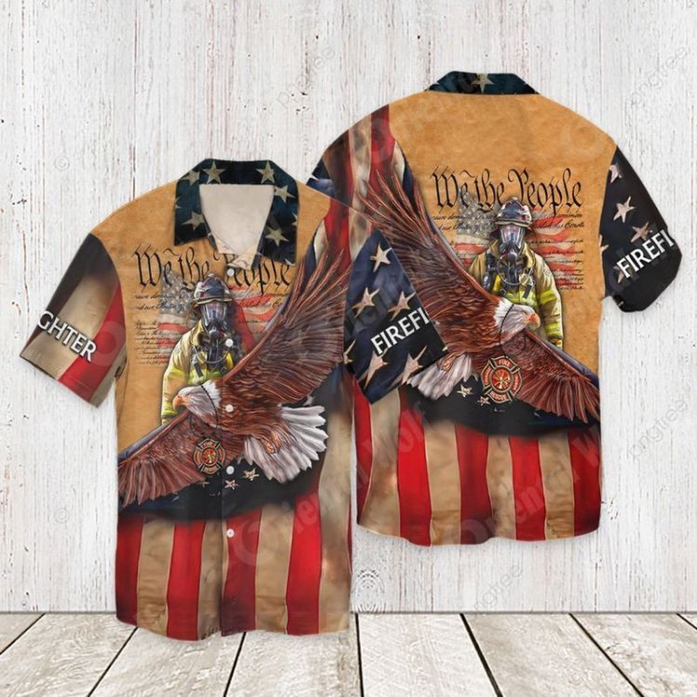 4Th Of July Hawaiian Shirts, 4Th Of July Independence Day Memorial Day Firefighter Hawaiian Shirt