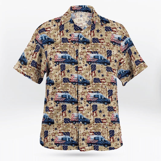 4Th Of July Hawaiian Shirts, 4Th Of July Med Express Ambulance Service Hawaiian Shirt