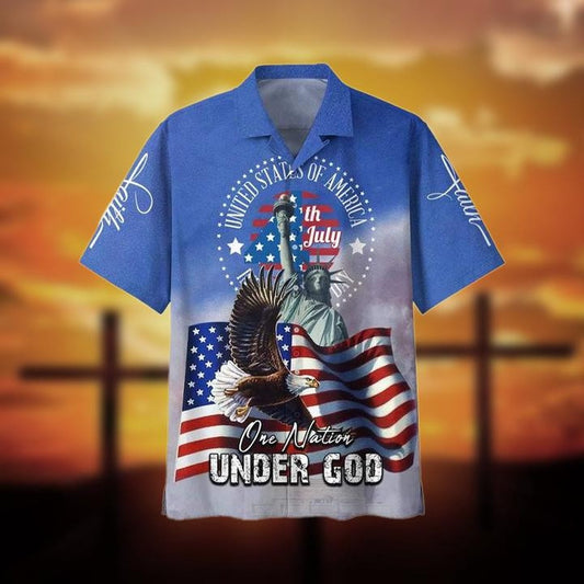 4Th Of July Hawaiian Shirts, 4Th Of July One Nation Under God Independence Day Hawaiian Shirt