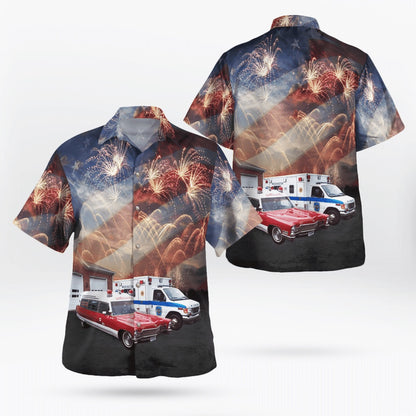 4Th Of July Hawaiian Shirts, 4Th Of July Washington Ambulance Hawaiian Shirt