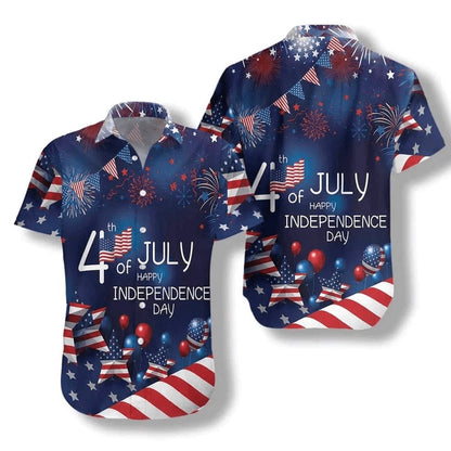 4Th Of July Hawaiian Shirts, 4Th Of July Watercolor Hawaiian Shirt, American Flag Fireworks Hawaiian Shirt