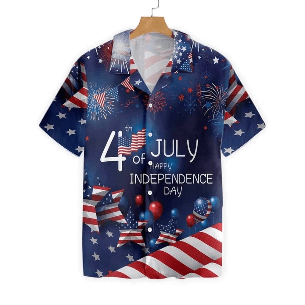 4Th Of July Hawaiian Shirts, 4Th Of July Watercolor Hawaiian Shirt, American Flag Fireworks Hawaiian Shirt