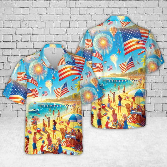 4Th Of July Hawaiian Shirts, 4th Of July Beach Hawaiian Shirt, Hawaiian Beach Shirts For Men Women