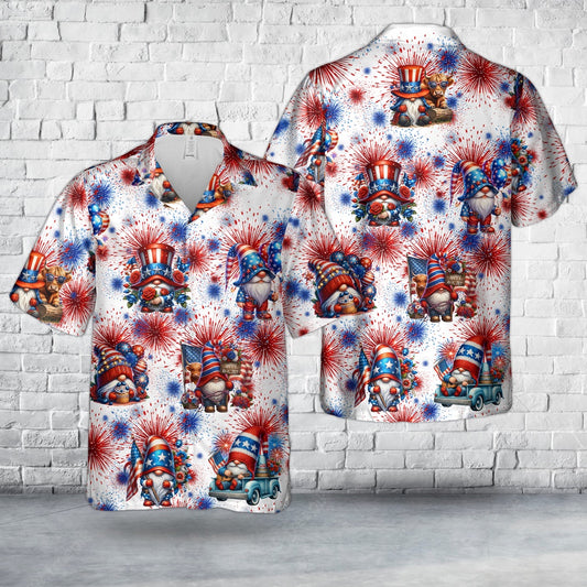 4Th Of July Hawaiian Shirts, 4th Of July Gnomes Hawaiian Shirt, Hawaiian Beach Shirts For Men Women