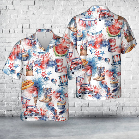 4Th Of July Hawaiian Shirts, 4th Of July Independence USA America Day Hawaiian Shirt, Hawaiian Beach Shirts For Men Women