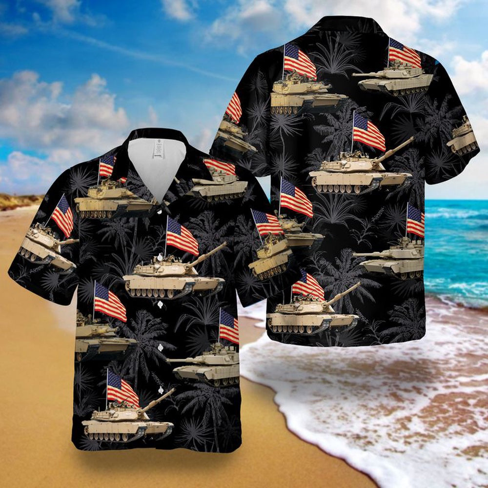 4Th Of July Hawaiian Shirts, Abrams Battle Tank 4Th Of July Hawaiian Shirt, Military Aloha Shirts