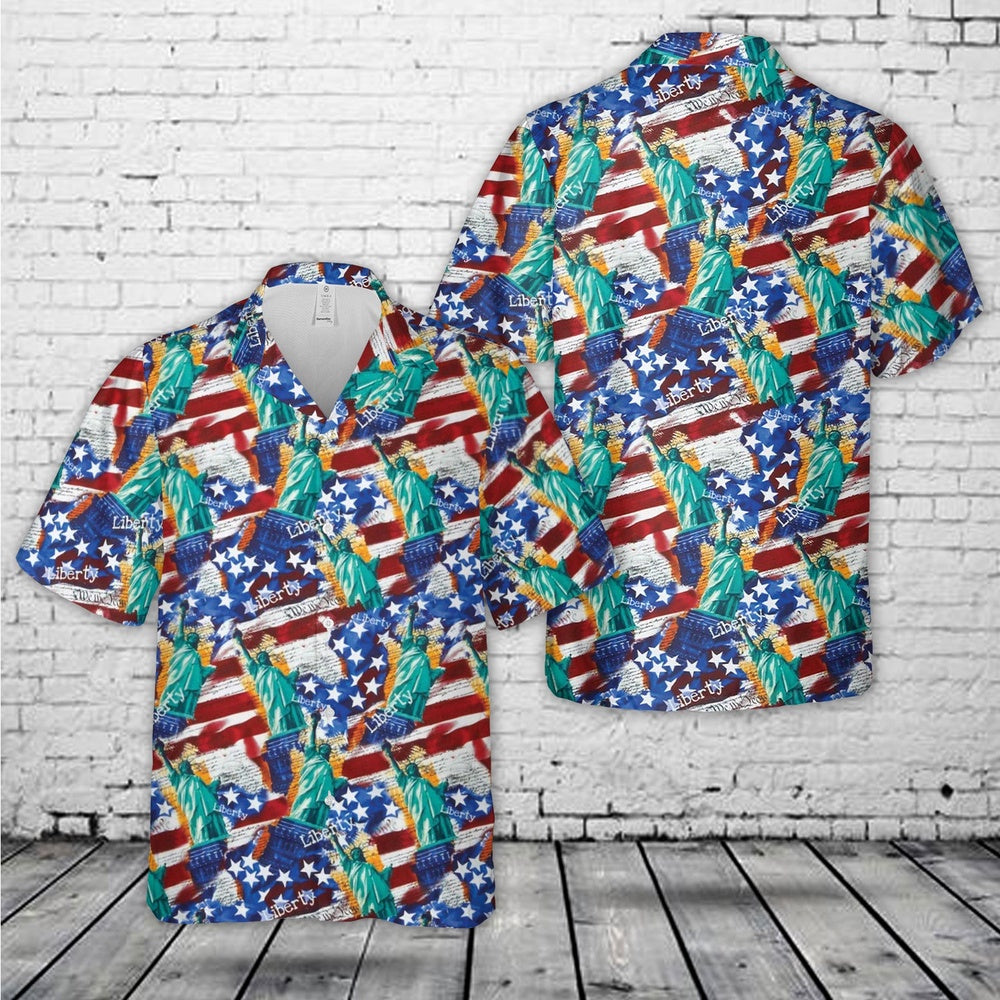 4Th Of July Hawaiian Shirts, America Liberty 4Th Of July Hawaiian Shirt, Military Aloha Shirts