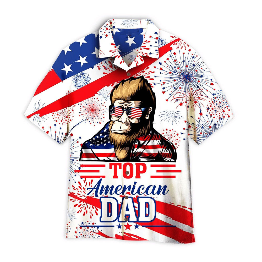 4Th Of July Hawaiian Shirts, American Top Dad Bigfoot 4Th Of July Hawaiian Shirts For Men & Women