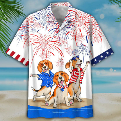 4Th Of July Hawaiian Shirts, Beagle 4Th Of July Hawaiian Shirts- Independence Day Hawaiian Shirt