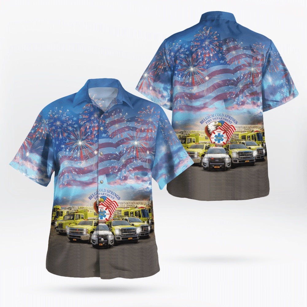 4Th Of July Hawaiian Shirts, Belgium Cold Springs Fire Department 4Th Of July Hawaiian Shirts